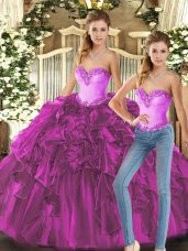 Sweetheart Sleeveless Organza 15th Birthday Dress Ruffles Lace Up