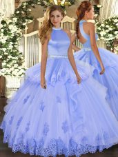 Extravagant Floor Length Ball Gowns Sleeveless Lavender Ball Gown Prom Dress Backless