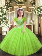 Perfect Sleeveless Lace Up Floor Length Beading Little Girls Pageant Gowns