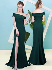 Beautiful Dark Green Zipper Quinceanera Court Dresses Ruching Sleeveless Floor Length