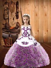 Sweet Sleeveless Floor Length Beading Lace Up Pageant Dress Toddler with Multi-color