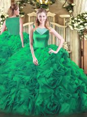 Beauteous Scoop Sleeveless Sweet 16 Quinceanera Dress Floor Length Beading Turquoise Fabric With Rolling Flowers