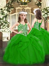 Floor Length Ball Gowns Sleeveless Green Pageant Dress Wholesale Lace Up