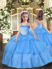 Organza Sleeveless Floor Length Little Girls Pageant Dress Wholesale and Appliques
