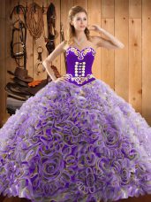 Fantastic Embroidery Sweet 16 Quinceanera Dress Multi-color Lace Up Sleeveless With Train Sweep Train