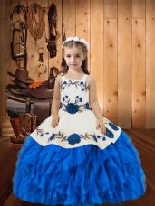 Trendy Sleeveless Lace Up Beading and Ruffles Little Girl Pageant Dress