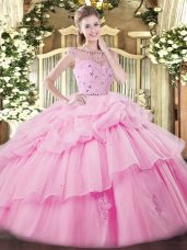 Delicate Sleeveless Zipper Floor Length Beading and Ruffles and Pick Ups Quinceanera Dress