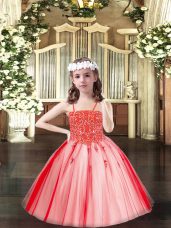 Beading Party Dress Wholesale Coral Red Lace Up Sleeveless Floor Length