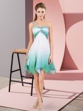 Captivating Multi-color Lace Up Prom Dress Beading Sleeveless Asymmetrical