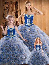 Lace Up Quinceanera Dresses Multi-color for Military Ball and Sweet 16 and Quinceanera with Embroidery Sweep Train