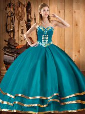 Amazing Sleeveless Lace Up Floor Length Embroidery Sweet 16 Dresses