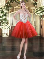 Tulle Sleeveless Mini Length Prom Dress and Beading
