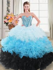 Custom Fit Floor Length Ball Gowns Sleeveless Multi-color Quinceanera Dresses Lace Up