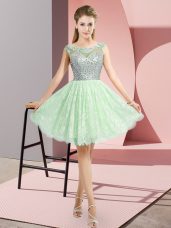 Best Lace Cap Sleeves Mini Length Homecoming Dress and Beading