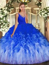Comfortable Floor Length Ball Gowns Sleeveless Multi-color 15 Quinceanera Dress Backless
