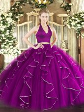 Most Popular Ruffles Vestidos de Quinceanera Purple Zipper Sleeveless Floor Length