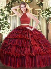 Delicate Sleeveless Beading and Ruffled Layers Backless 15 Quinceanera Dress