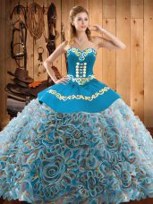 Enchanting Sleeveless Sweep Train Lace Up With Train Embroidery Sweet 16 Dress