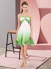 Chic Multi-color Fading Color Lace Up One Shoulder Sleeveless Asymmetrical Prom Dress Beading
