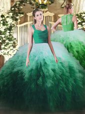 Ball Gowns Quinceanera Gown Multi-color Straps Tulle Sleeveless Floor Length Zipper