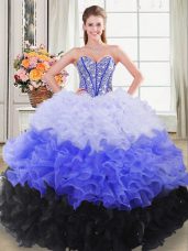 Sumptuous Floor Length Ball Gowns Sleeveless Multi-color Quince Ball Gowns Lace Up