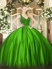 Ball Gowns Taffeta V-neck Sleeveless Beading Floor Length Zipper Ball Gown Prom Dress