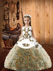 Sleeveless Embroidery Lace Up Little Girls Pageant Gowns