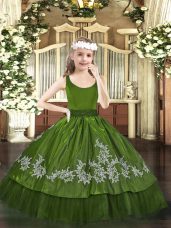 Charming Sleeveless Beading and Appliques Zipper Little Girls Pageant Gowns