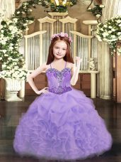 Lavender Sleeveless Beading and Ruffles and Pick Ups Floor Length Teens Party Dress