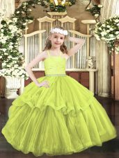 Sleeveless Zipper Floor Length Beading and Lace Child Pageant Dress