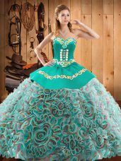 Stylish Sleeveless Lace Up Floor Length Embroidery Quinceanera Dress