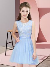 Pretty Tulle Sleeveless Mini Length Wedding Party Dress and Lace