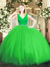 Quinceanera Dresses Military Ball and Sweet 16 and Quinceanera with Beading V-neck Sleeveless Zipper