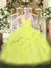 Spectacular Sleeveless Zipper Floor Length Ruffles and Ruching Quinceanera Gowns