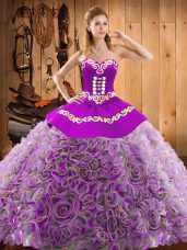Great Multi-color Sweetheart Neckline Embroidery 15 Quinceanera Dress Sleeveless Lace Up