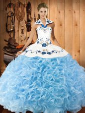 Sleeveless Embroidery Lace Up Quinceanera Gowns