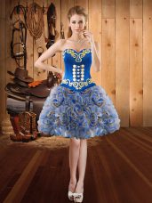 Embroidery Prom Evening Gown Multi-color Lace Up Sleeveless