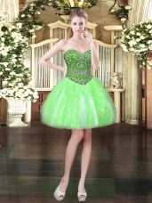 Graceful Mini Length Lace Up Dress for Prom for Prom and Party with Beading and Ruffles