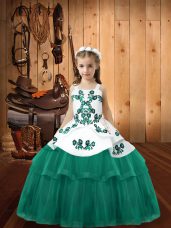 Sweet Straps Sleeveless Tulle Child Pageant Dress Embroidery Lace Up