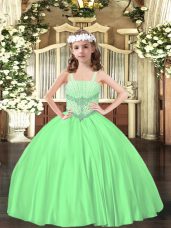 Hot Selling Satin Sleeveless Floor Length High School Pageant Dress and Beading