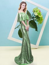 Hot Selling Sequins Prom Dress Zipper Half Sleeves Floor Length
