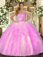 Organza Sweetheart Sleeveless Lace Up Ruffles Sweet 16 Quinceanera Dress in Lilac