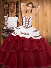 Ball Gowns Sleeveless Burgundy Quinceanera Gown Sweep Train Lace Up