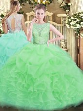 Classical Floor Length Backless 15 Quinceanera Dress for Military Ball and Sweet 16 and Quinceanera with Lace and Ruffles