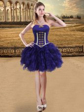 Captivating Ball Gowns Purple Sweetheart Organza Sleeveless Mini Length Lace Up