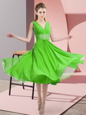 Designer Chiffon Sleeveless Knee Length Bridesmaid Dress and Beading
