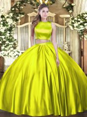 Beauteous Floor Length Olive Green Quinceanera Dress High-neck Sleeveless Criss Cross