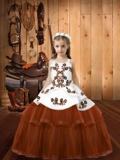 Top Selling Tulle Sleeveless Floor Length Juniors Party Dress and Embroidery