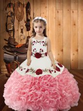 Inexpensive Ball Gowns Sleeveless Pink Custom Made Lace Up