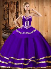 Embroidery Sweet 16 Dresses Purple Lace Up Sleeveless Floor Length